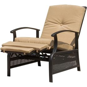 Patio Recliner Chair with Cushions,Outdoor Adjustable Lounge Chair,Reclining Patio Chairs with Strong Extendable Metal Frame for Reading,Garden,Lawn (