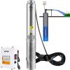 VEVOR Deep Well Submersible Pump, 1.5HP 115V/60Hz, 37gpm 276ft Head, with 33ft Cord & External Control Box, 4" Stainless Steel Water Pump for Industri