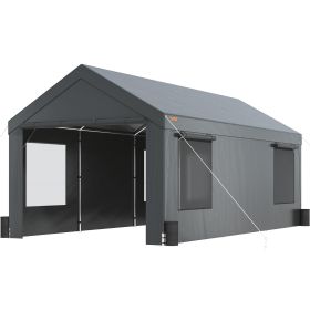 VEVOR Carport, Heavy Duty 10x20ft Car Canopy, Outdoor Garage Shelter with Removable Sidewalls, Roll-up Ventilated Windows & Door, UV Resistant Waterpr