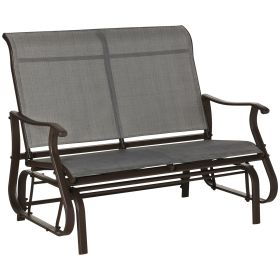 2-Person Outdoor Glider Bench, Patio Glider Loveseat Chair with Powder Coated Steel Frame, 2 Seats Porch Rocking Glider for Backyard, Lawn, Garden and