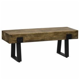 Garden Bench with Metal Legs, Rustic Wood Effect Concrete Entryway Bench, End of Bed Bench, Indoor Outdoor Use for Patio, Park, Porch and Lawn, Natura