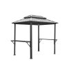 Grill Gazebo 8' √ó 6', Aluminum BBQ Gazebo Outdoor Metal Frame with Shelves Serving Tables, Permanent Double Roof Hard top Gazebos for Patio Lawn Deck