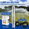 VEVOR Deep Well Submersible Pump, 1.5HP 115V/60Hz, 37gpm 276ft Head, with 33ft Cord & External Control Box, 4" Stainless Steel Water Pump for Industri