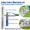 VEVOR Deep Well Submersible Pump, 1.5HP 115V/60Hz, 37gpm 276ft Head, with 33ft Cord & External Control Box, 4" Stainless Steel Water Pump for Industri