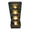 39.3inches High Concrete Modern Water Fountain with LED Lights for Home Garden Backyard Decor