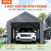 VEVOR Carport, Heavy Duty 12x20ft Car Canopy, Outdoor Garage Shelter with Removable Sidewalls, Roll-up Ventilated Windows & Door, UV Resistant Waterpr