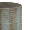 44" Tall Large Modern Cylinder Ribbed Tower Water Fountain, Contemporary Antique Finish Outdoor Bird Bath Concrete Fountain