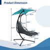 Hanging Chaise Lounger with Removable Canopy, Outdoor Swing Chair with Built-in Pillow, Hanging Curved Chaise Lounge Chair Swing for Patio Porch Pools