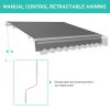 13*8FT gray retractable awning aluminum alloy bracket polyester cloth retractable