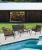 4 Pieces Patio Furniture Set, PE Rattan Wicker 4 Pcs Outdoor Sofa Set w/Washable Cushion and Tempered Glass Tabletop, Conversation Furniture for Garde