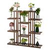 Artisasset 6-Story 11-Seat Indoor And Outdoor Multifunctional Carbonized Wood Plant Stand