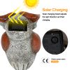 Garden Statue Owl Figurines,Solar Powered Resin Animal Sculpture with 5 Led Lights for Patio,Lawn, Garden Decor