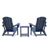 Folding Outdoor Adirondack Chair Set of 2 and Table Set,HDPE All-weather Folding Fire Pit Chair, Ergonomic Design Patio Lawn Chair for Outside Deck Ga