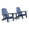 Folding Outdoor Adirondack Chair Set of 2 and Table Set,HDPE All-weather Folding Fire Pit Chair, Ergonomic Design Patio Lawn Chair for Outside Deck Ga