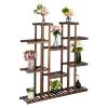 Artisasset 6-Story 11-Seat Indoor And Outdoor Multifunctional Carbonized Wood Plant Stand