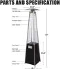 Bosonshop Outdoor Patio Heater, Pyramid Standing Gas LP Propane Heater With Wheels 89 Inches Tall 42000 BTU For Commercial Courtyard (Black)