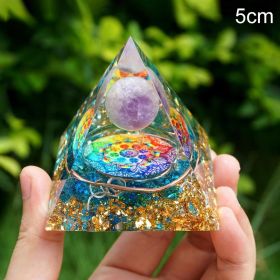 Natural Tiger Eye Orgonite Pyramid Heal Crystals Ball Energy Generator Reiki Chakra Multiplier Orgone Amethyst Meditation Stone (Ships From: China, Color: 5cm)