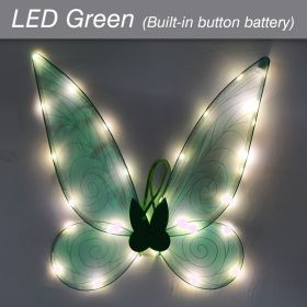 LED Fairy Wings Glowing Sparkle Butterfly Elf Princess Angel Wings Halloween Party Cosplay Costumes Performance Photography Prop (Ships From: China, Color: LED Green)