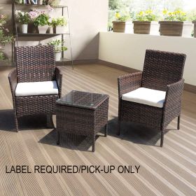 3 Piece Rattan Seating set with Cushions (Color: Brown)