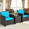 3 Pieces Rattan Patio Furniture Set with Washable Cushion