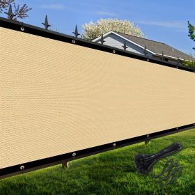 Artpuch Privacy Fence Screen Sand Customized Outdoor Mesh Panels for Backyard, Balcony,Patio,Construction Site with Zip Ties (Color: Sand, size: 3x8 ft)