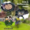 Solar Outdoor Bird Bath Feeder Combo with Flower Planter Pedestal and Solar Lights