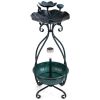 Solar Outdoor Bird Bath Feeder Combo with Flower Planter Pedestal and Solar Lights