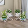 2-Tier Metal Plant Stand Storage Rack Shelf Flower Pot Holder Display Shelf