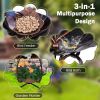 Solar Outdoor Bird Bath Feeder Combo with Flower Planter Pedestal and Solar Lights