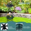 Solar Outdoor Bird Bath Feeder Combo with Flower Planter Pedestal and Solar Lights