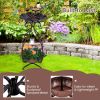 Solar Outdoor Bird Bath Feeder Combo with Flower Planter Pedestal and Solar Lights