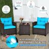 3 Pieces Rattan Patio Furniture Set with Washable Cushion