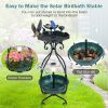 Solar Outdoor Bird Bath Feeder Combo with Flower Planter Pedestal and Solar Lights