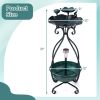 Solar Outdoor Bird Bath Feeder Combo with Flower Planter Pedestal and Solar Lights