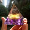 Natural Tiger Eye Orgonite Pyramid Heal Crystals Ball Energy Generator Reiki Chakra Multiplier Orgone Amethyst Meditation Stone