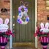 2023 New Easter Bunny Wreath DIY Folded Rattan Wreath Bunny Pendant Easter Decoration for Home Holiday Party Decoration Supplies