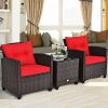 3 Pieces Rattan Patio Furniture Set with Washable Cushion